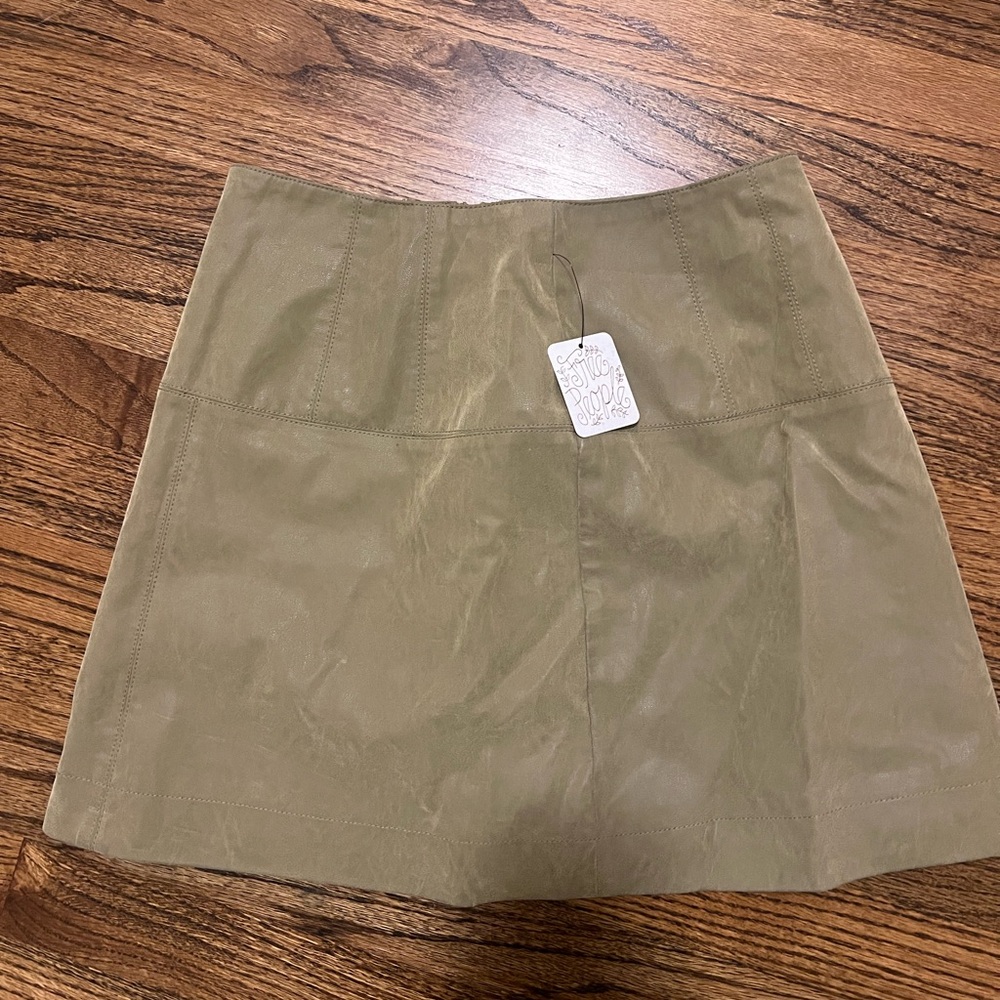 Green Free People Mini Suede/Leather Mini Skirt